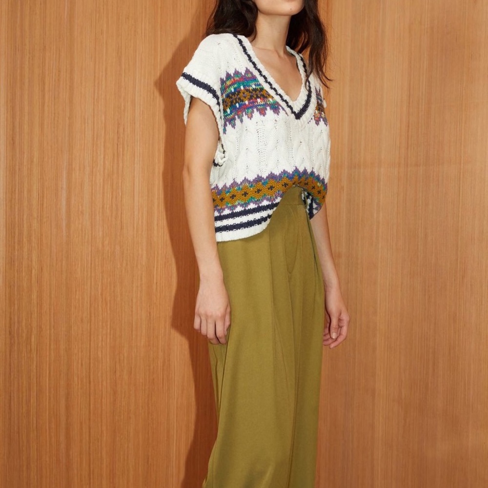 Christmas Pattern Cable Cropped Sweater Vest